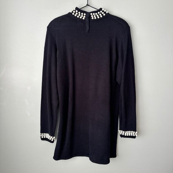 Vintage Darian Petites Black Embellished Sweater Dress Womens Petite Large - Picture 4 of 6
